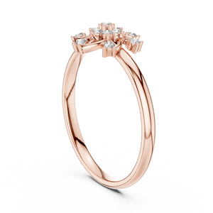 Bague de fiançailles, de mariage ou de promesse minimaliste en or rose avec diamant de laboratoire HB 10K VVS2 en forme de fleur de neige, bijoux fins pour femmes - Product Image 2