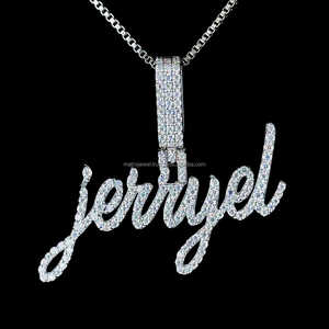 Diseño de letra único para niño, colgante de diamante chapado en oro certificado de Hip Hop, regalo de joyería para tu novio - Product Image 2