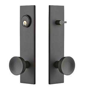Poignée de porte double en acier noir avec barre de confidentialité et serrure, personnalisable pour la maison - Product Image 1