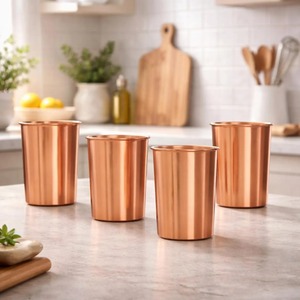Copper Cups Minimalist Design Drinkware Set of Two - Product Image 3