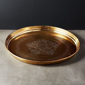 Plateau de service décoratif en laiton Mandi Thal de qualité supérieure pour la présentation de la cuisine indienne et les événements religieux - Product Image 5