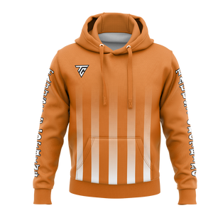 Sudadera con Capucha a Rayas Naranjas para Hombre, Personalizable por Sublimación, con Bolsillo Canguro, Corte Regular, para Entrenamiento y Gimnasio - Product Image 1