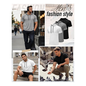 Sudaderas con Capucha de Manga Corta para Hombre, Camisetas Deportivas Ligeras, Informales, Atléticas, para Correr, Transpirables, para Gimnasio - Product Image 4