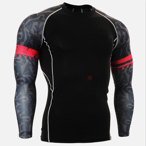 <b>Mens</b> Full Sleeve Rash Guard Black Sublimation Print Quick Dry Polyester Long Sleeve <b>Swim</b> <b>Shirt</b> Athletic Sports Training Workout - Product Image 3