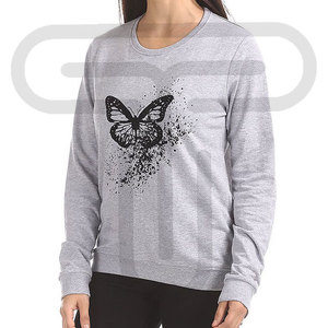 Sudadera de cuello redondo de lana en blanco mezclado de algodón liso ligero superventas para mujer sudadera de diseño personalizado para logotipo personalizado - Product Image 4