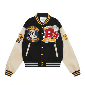 Men's High Quality Trendy Winter Varsity Baseball <b>Jersey</b> <b>Jacket</b> Stand Collar Embroidery High Street Windproof Breathable - Product Image 3