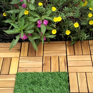 Baldosas de Madera de Acacia para Terraza, Baldosas de Madera para Patio, Baldosas para Interiores y Exteriores, Acabado en Teca Dorada, 300 x 300 mm - Product Image 5