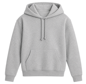 Sudadera con Capucha Gris para Hombre, Corte Regular, Color Sólido, Informal, con Bolsillo, Tejido de Rizo Francés, Manga Larga, para Otoño - Product Image 1