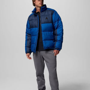 Veste matelassée pour homme de qualité supérieure, couleur bleue, coupe-vent, col montant, fermeture éclair, décontractée, hiver, épaisse, 100% polyester, coupe régulière - Product Image 2