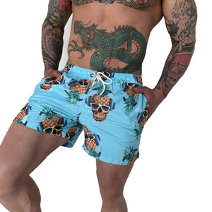 Custom <b>Men's</b> Skull Pineapple Swim Shorts Quick Dry Beach Shorts Funny Printed Swim <b>Trunks</b> OEM ODM Swimwear Manufacturer - Product Image 1