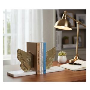 Serre-livres papillon modernes en aluminium poli doré, base antidérapante en feutre, robustes, 17 cm, pour livres, dossiers, magazines - Product Image 5