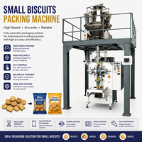 Machine d'emballage de petits biscuits avec peseuse multi-têtes, équipement d'emballage en sachet oreiller, contrôle PLC pour biscuits et craquelins