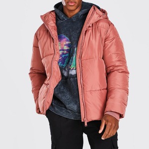 Veste matelassée coupe-vent d'hiver pour homme avec logo personnalisé OEM ODM, col à capuche amovible, veste rembourrée unie - Product Image 4