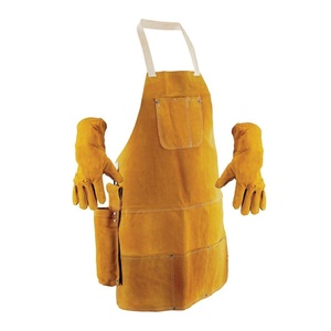 Cowhide Split Leather Industrial Safety Hand Made Customized Welding <b>Work</b> <b>Apron</b> Flame Resistant Bib <b>Apron</b> Heavy Duty BBQ <b>Apron</b> - Product Image 1