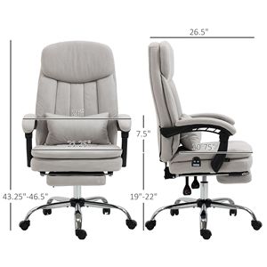 Poltrona da Ufficio Reclinabile con Massaggio e Supporto Lombare - Grigio Chiaro - Product Image 3