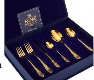 Acme Metal Gold Plated Knife Elegant Floral Design <b>Mirror</b> Polish Rust Resistant Flatware for Wedding Events And Restaurant - Product Image 4