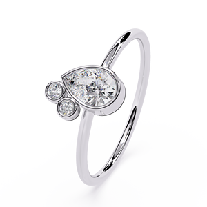 Bague de fiançailles en platine avec diamant taille poire et diamants latéraux, certifiée GIA, bijoux classiques pour femmes - Product Image 2