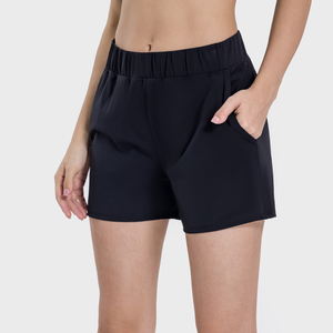 Pantalones Cortos de Yoga para <span class=keywords><strong>Mujer</strong></span>, de Secado Rápido, de Nailon, Cintura Elástica <span class=keywords><strong>con</strong></span> Bolsillo, Pantalones Cortos Deportivos para Correr - Product Image 2