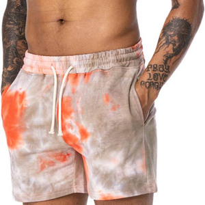 <b>Men's</b> <b>Tie</b> Dye Board Shorts White <b>Black</b> Drawstring Quick Dry Casual Swimwear Short Length Mid Waist Cotton Beach Wear - Product Image 6