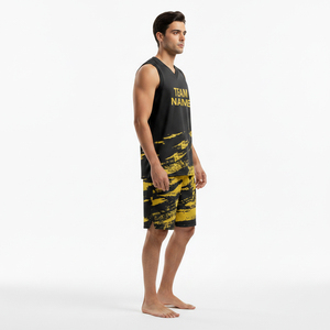 Nouvelle conception d'uniforme de basket-ball pour adultes, manches courtes, imprimé, séchage rapide, 100% polyester, vente chaude - Product Image 4