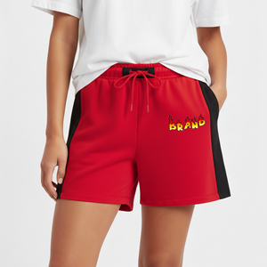 Nouveaux shorts de sport pour femmes à la mode, 100% coton, logo personnalisé en sérigraphie, couleur unie, respirant, séchage rapide, anti-rides, élastique - Product Image 5