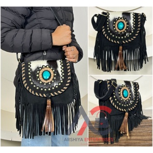 2026 Trendy Cowhide <b>Leather</b> Tassel Hobo Shoulder Bags Featured <b>Purses</b> Bohemian Fringed Handbags Crossbody Bags for Women - Product Image 1