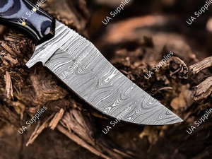 มีดล่าสัตว์แบบใบมีดคงที่ 9 นิ้ว เหล็กดามัสกัส ด้ามจับ G10 ไมคาร์ต้า ปลายใบมีดแบบคลิปพอยต์ สำหรับกิจกรรมกลางแจ้ง บุชคราฟท์ ยุทธวิธี แคมป์ปิ้ง OEM - Product Image 4