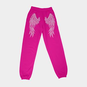 Pantalon de jogging pour femme, coupe régulière, avec perles, devant plat, haute qualité, 100% coton, vêtements décontractés d'hiver - Product Image 1