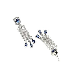 Conjunto de Collar y Aretes con Perlas de Imitación Chapadas en Oro, con Cristales Azules y Diseño de Flor, Joyería Clásica de Boda para Mujer - Product Image 2
