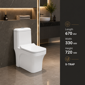 WC monobloc blanc allongé moderne à double chasse siphonique, à poser au sol, en céramique, avec siphon en S ou en P, pour hôtels, maisons, hôpitaux et salles de bain - Product Image 6