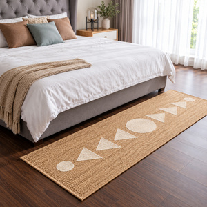 Alfombra de Yute Natural Tejida a Mano, Rectangular, con Patrón Geométrico, Moderna, de Tejido Plano - Product Image 2