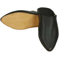 Babouches marocaines simples en cuir véritable pour hommes, couleur noire