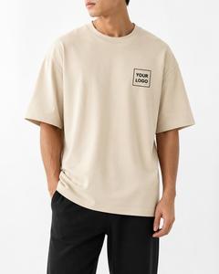 T-shirt en coton surdimensionné pour homme avec logo personnalisé sur le devant, col rond, manches courtes, jersey respirant écologique 220g, coupe décontractée - Product Image 4
