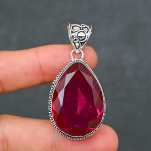 Collier Statement en Tourmaline Rose et Argent 925, Style Luxe, Poids 22g - Product Image 1