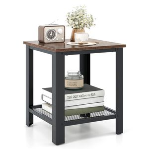 2-Tier Small Space Industrial End <b>Table</b> with Storage Shelf <b>Console</b> <b>Tables</b> - Product Image 5