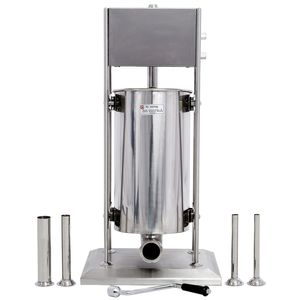 Remplisseuse de saucisses professionnelle à double vitesse en acier inoxydable 22LB/10L, remplisseuse de viande verticale avec 4 tubes de remplissage - Product Image 1