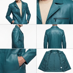 Custom Men's <b>Leather</b> <b>Blazer</b> <b>Jacket</b> Premium Casual Outerwear OEM Factory - Product Image 5