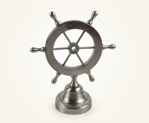 Silver Plated <b>Ship</b> <b>Wheel</b> Figurine Stainless Steel Circular Design Antique Style Home Decoration Tabletop Accent - Product Image 1