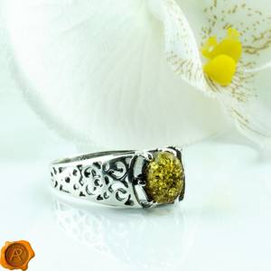 Green Baltic Amber Silver <b>Ring</b> Large Chunky 925 Sterling Silver Gemstone <b>Ring</b> Unisex Jewelry For Men Women - Product Image 5