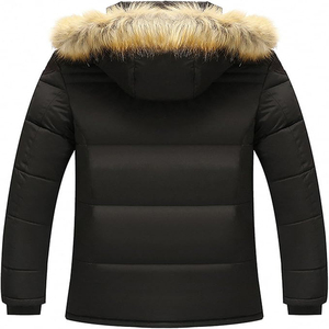 Chaqueta Acolchada con Capucha para Hombre, Cierre de Cremallera, Cortavientos, Informal, de Invierno, Exterior de Poliéster, Corte Ajustado, Largo Regular - Product Image 2