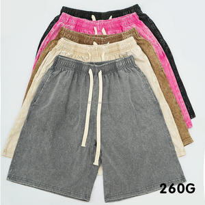 Pantalones cortos de gran tamaño de marca de lujo de alta calidad con cordón elástico en la cintura de algodón informal lavado de diseñador Vintage para hombres - Product Image 4