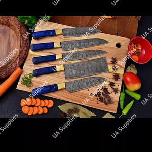 Juego de Cuchillos de Chef Profesionales de 5 Piezas de Acero Inoxidable Personalizados OEM/OBM, Mangos de Latón y Madera de Palisandro, Diseño Moderno, Alta Dureza 58 HRC - Product Image 4