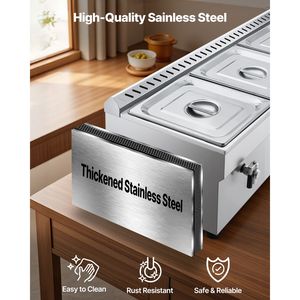 Scaldavivande a Propano in Acciaio Inox a 4 Scomparti per Uso Commerciale con Valvola di Scarico e Opzione Gas LP - Product Image 4