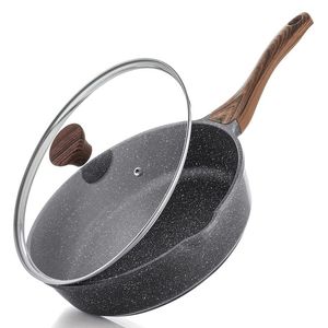 Heavy Duty Aluminum Cooking Sauté Fry <b>Pan</b> with Reinforced Edges and Cool Touch Ergonomic Long Handle for Comfort - Product Image 6