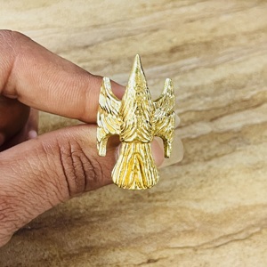 Bague Aigle Gothique Tendance pour Homme, en Laiton Plaqué Or 18 carats, Style Bohème, Motif Oiseau, Bijou de Motard, Bague Vintage Spectaculaire, Vente en Gros - Product Image 4