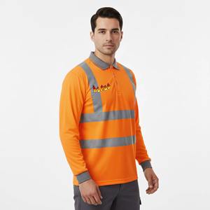 Camisa de Trabajo de Manga Larga con Botones, Ropa de Trabajo Reflectante de Alta Visibilidad, Uniforme para Hombre, Camisa Fluorescente Roja de Alta Visibilidad - Product Image 6
