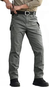 Pantalon cargo tactique gris foncé pour homme, taille haute, plusieurs poches, en toile, style vêtements de travail, séchage rapide, pantalon d'extérieur pour l'automne - Product Image 2