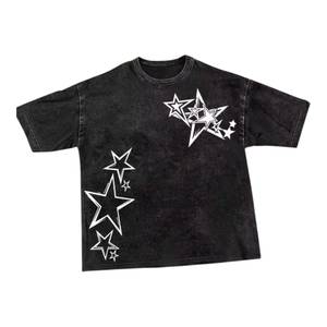 T-shirt à manches courtes noir pour homme avec motif étoile blanche, coupe classique, col rond, jersey décontracté en coton - Product Image 6