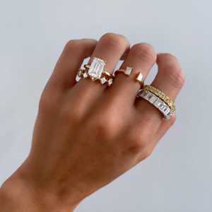 14K 18K Gold IGI 5 Ct Emerald Cut Lab Grown Diamond Engagement Rings Hidden Halo Solitaire Band Women Factory Price Wholesale - Product Image 6