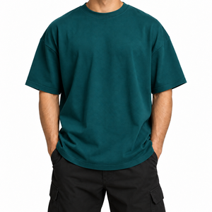 เสื้อยืดทรงหลวมแฟชั่นสำหรับผู้ชาย ผ้าถักน้ำหนักมาก เป็นมิตรกับสิ่งแวดล้อม เสื้อยืดคอกลมผ้าฝ้ายหนาสำหรับผู้ชาย - Product Image 2
